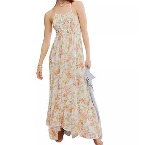 Free People Floral Midi Dress - White and Pink